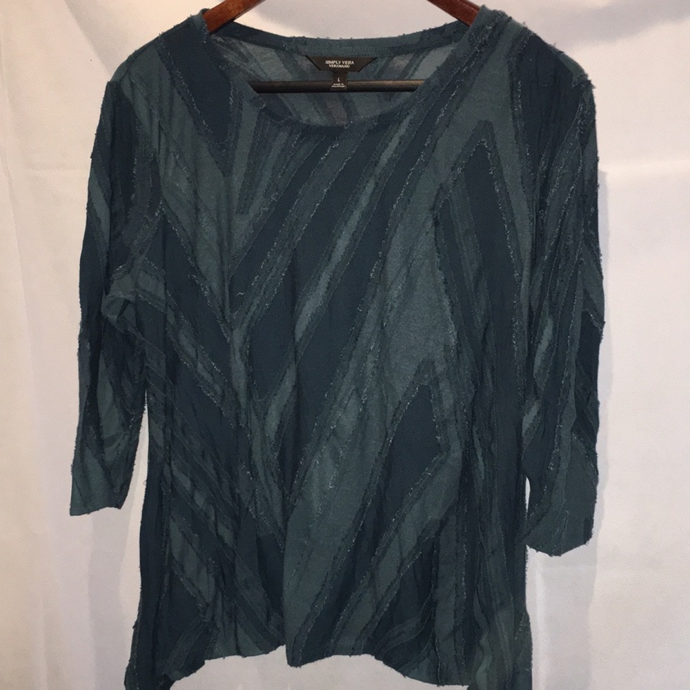 Simply Vera Vera Wang 3/4 Sleeve Boat Neck Blouse Top | Size L